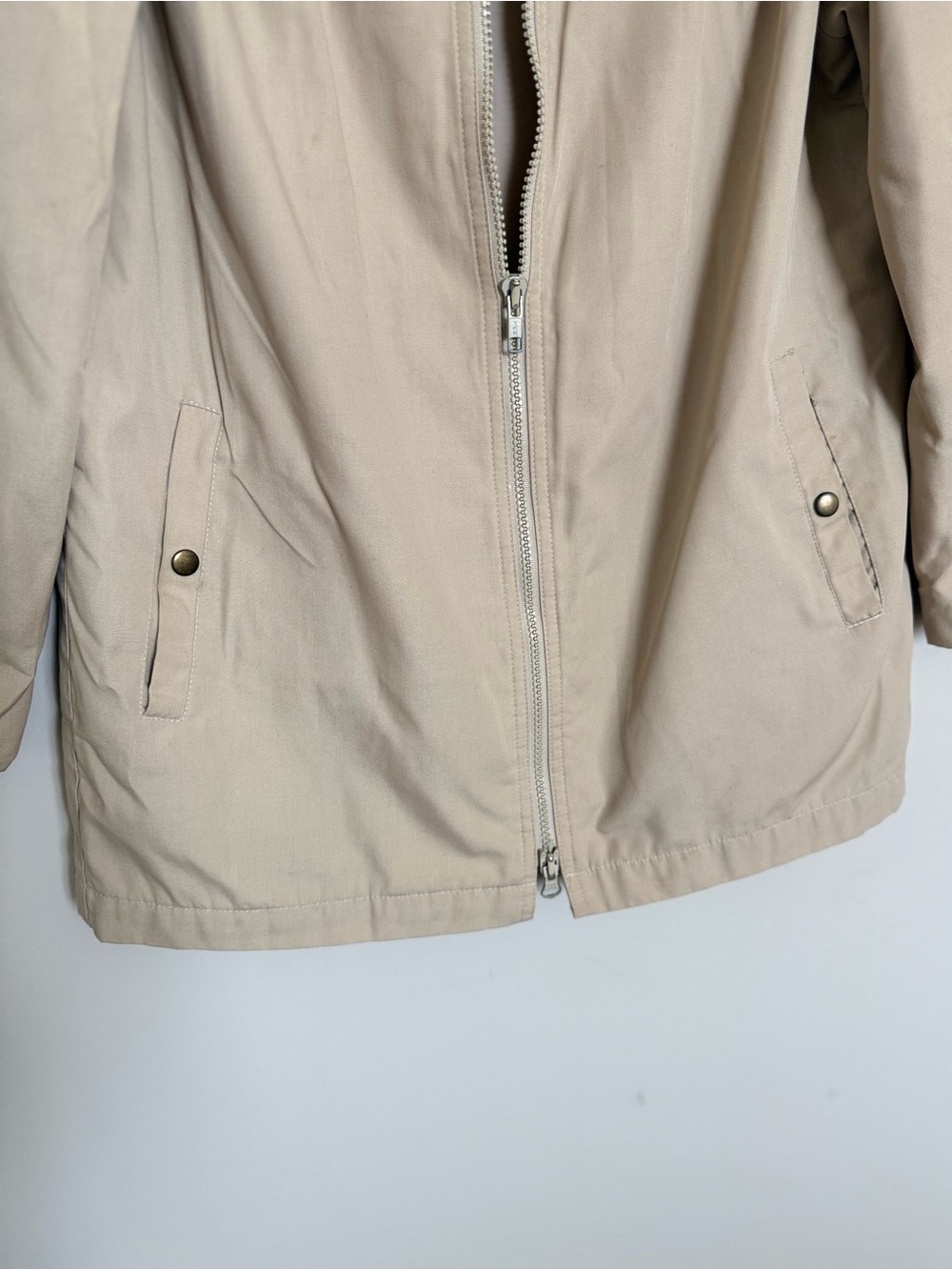 London Fog Beige Zip Utility Jacket Petite 2 Classic Lightweight Coat - Picture 8 of 10